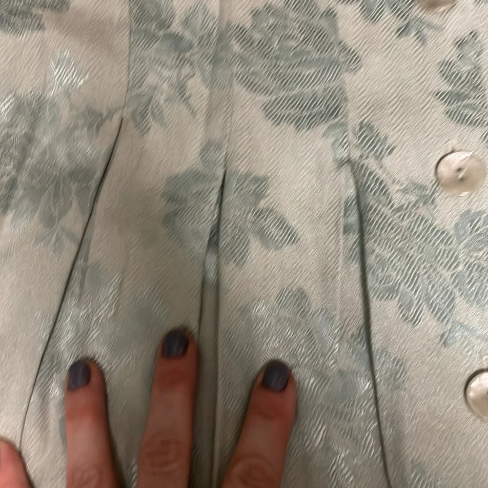 Vintage 90s satin flower on matte back maxi dress with button front - Picture 6 of 9